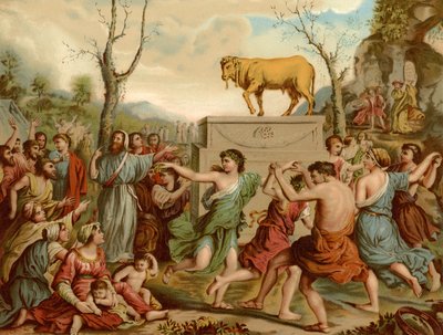 La adoración del becerro de oro de Nicolas Poussin